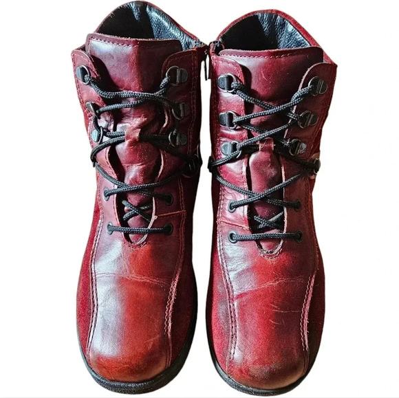 Saute Mouton Riley Suede Leather Boho Fall Winter Women's Ankle Boots Red  Sz 38 - Picture 2 of 16